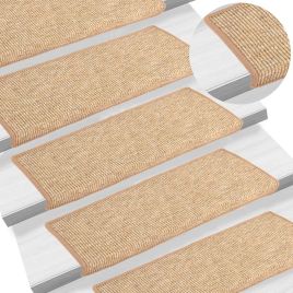 Stair Mats Self-adhesive 15 Pcs Light Brown 65x21x4cm