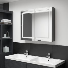 LED Bathroom Mirror Cabinet Shinning Grey 80x12x68cm