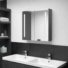 LED Bathroom Mirror Cabinet Grey 62x14x60cm