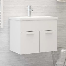 Sink Cabinet with Built-in Basin White Chipboard