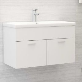 Sink Cabinet with Built-in Basin White Chipboard