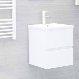 Sink Cabinet with Built-in Basin White Chipboard