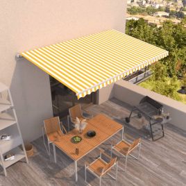 Manual Retractable Awning 500x350 cm Yellow and White