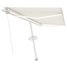 Manual Retractable Awning with LED 400x300cm Cream