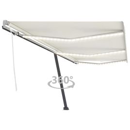 Manual Retractable Awning with LED 600x300cm Cream
