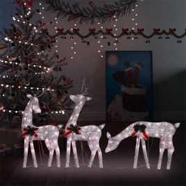 Faune Christmas Reindeer Family 270x7x90cm Gold Warm White Mesh