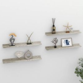 Wall Shelves 4 pcs Concrete Grey 60x9x3 cm