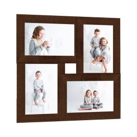 Collage Photo Frame for 4x(13x18 cm) Picture Dark Brown MDF
