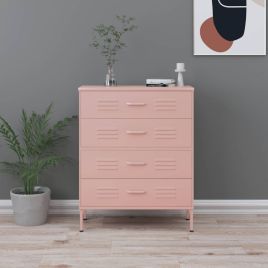 EWELINA Pink Chest of Drawers - Medium-sized, 4 Drawers