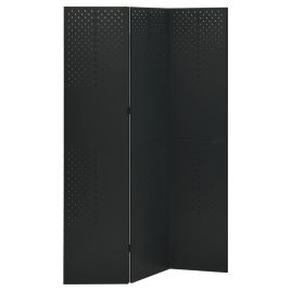 3-Panel Room Divider Black 120x180 cm Steel