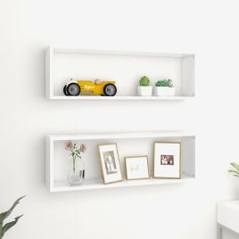 Wall Cube Shelf 2 Pieces White 80x15x26.5 cm Engineered Wood
