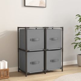 Storage Cabinet with 4 Fabric Baskets Grey 63x30x71 cm Steel