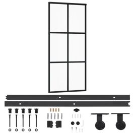 Sliding Door with Hardware Set ESG Glass&Aluminium 90x205 cm