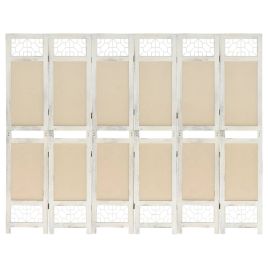 6-Panel Room Divider Cream 210x165 cm Fabric