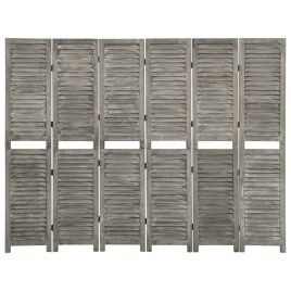 6-Panel Room Divider Grey 214x166 cm Solid Wood