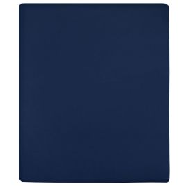 Jersey Fitted Sheet Navy Blue 90x200 cm Cotton