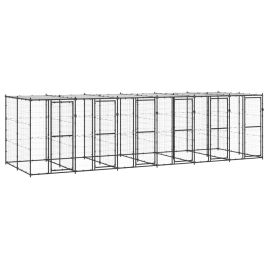 Outdoor Dog Kennel Steel with Roof 14.52 mÂ²