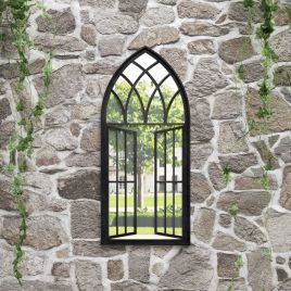 Garden Mirror Black 100x45 cm Iron for Outdoor Use