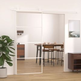 Sliding Door ESG Glass and Aluminium 90x205 cm White