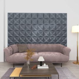 3D Wall Panels 12 pcs 50x50 cm Origami Grey 3 m2