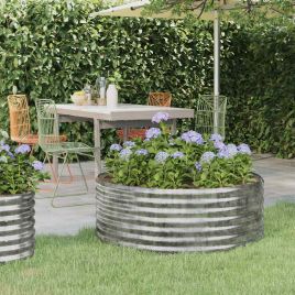 PRIFORD Garden Raised Bed Galvanised 100x100x36 cm Steel - Silver
