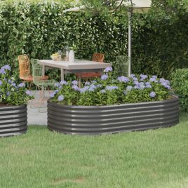 Garden Raised Bed Powder-coated Steel 175x100x36 cm Grey