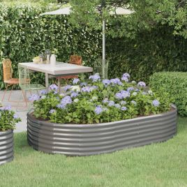 PRIFORD Garden Raised Bed Galvanised 214x140x36 cm Steel - Grey