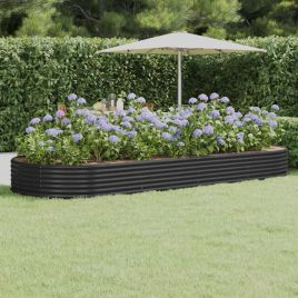 PRIFORD Garden Raised Bed Galvanised 373x140x36 cm Anthracite Steel
