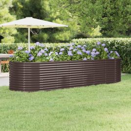 PRIFORD Garden Raised Bed Galvanised 322x100x68 cm Steel - Brown