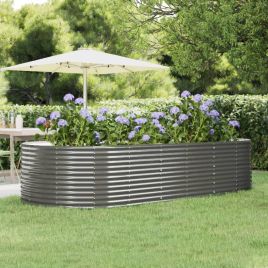 PRIFORD Garden Raised Bed 291x140x68 cm Galvanised Steel - Grey