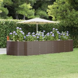 PRIFORD Garden Raised Bed 367x140x68 cm Galvanised Steel - Brown