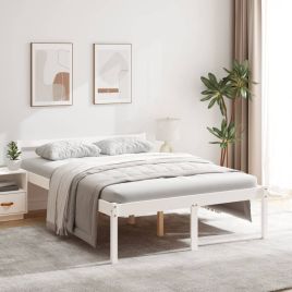 Bed Frame White 140x200 cm Solid Wood Pine