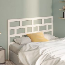 Bed Headboard White 156x4x100 cm Solid Wood Pine