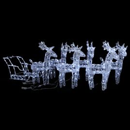 Roche Acrylic Reindeers Sleigh Decoration 320 LEDs