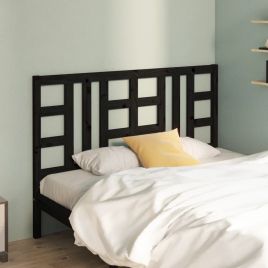 Bed Headboard Black 166x4x100 cm Solid Wood Pine