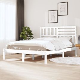 Bed Frame White Solid Wood Pine 160x200 cm