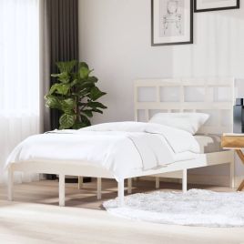 Bed Frame White Solid Wood Pine 120x200 cm