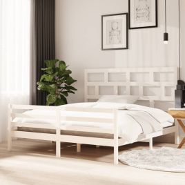Bed Frame White Solid Wood 180x200 cm Super King Size