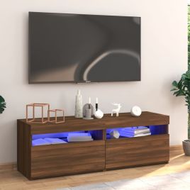 TV Cabinet with LED Lights Brown Oak 120x35x40 cm