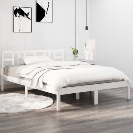 Bed Frame White Solid Wood 120x200 cm