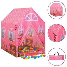 Children Play Tent with 250 Balls Pink 69x94x104cm