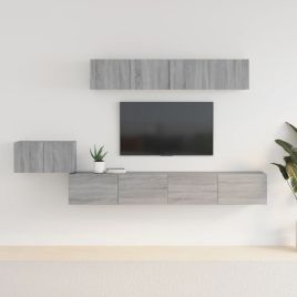 5 Pcs TV Cabinet Set Grey Sonoma Engineered Wood