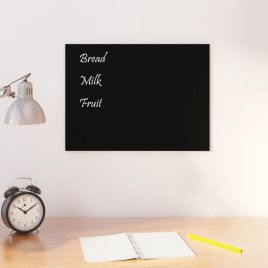 Wall Mounted Magnetic Board Black 40x30cm Tempered Glass