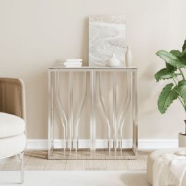 Console Table Silver 70x30x70cm Stainless Steel and Glass