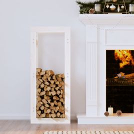 TIASH Firewood Rack 41x25x100 cm Wooden - White