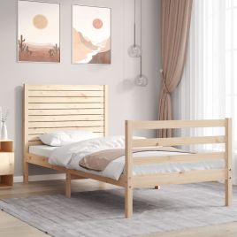 Bed Frame with Headboard Single Solid Wood
