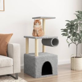 Cat Tree with Sisal Scratching Posts Light Grey 109.5 cm