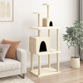 Cat Tree with Sisal Scratching Posts Cream 167 cm