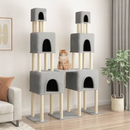 Cat Tree with Sisal Scratching Posts Light Grey 199 cm