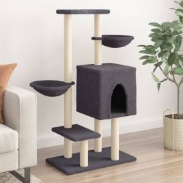 Cat Tree with Sisal Scratching Posts Dark Grey 117 cm
